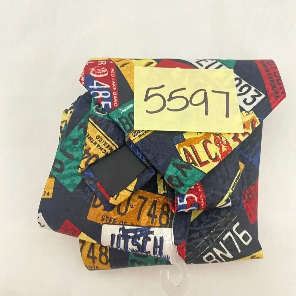 #5597 Soleil Mens License Plate Novelty Necktie, Tie 55X4